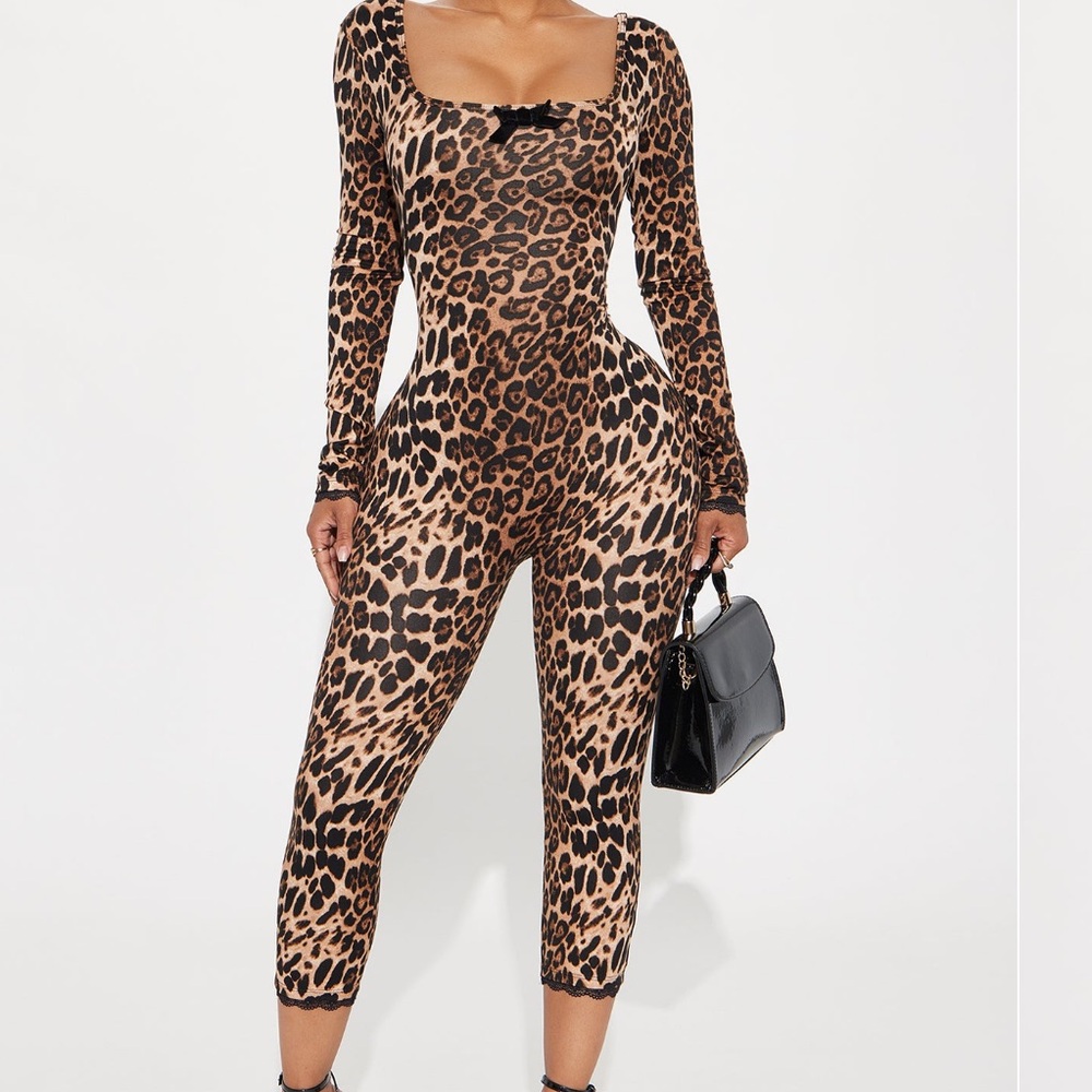 Florentina Leopard Capri Jumpsuit - Brown/ combo
